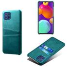 For Samsung Galaxy M62 Calf Texture PC + PU Leather Back Cover Shockproof Case with Dual Card Slots(Green) - 1