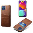 For Samsung Galaxy M62 Calf Texture PC + PU Leather Back Cover Shockproof Case with Dual Card Slots(Brown) - 1