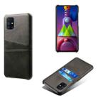 For Samsung Galaxy M51 Calf Texture PC + PU Leather Back Cover Shockproof Case with Dual Card Slots(Black) - 1