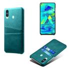 For Samsung Galaxy M40 Calf Texture PC + PU Leather Back Cover Shockproof Case with Dual Card Slots(Green) - 1
