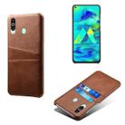 For Samsung Galaxy M40 Calf Texture PC + PU Leather Back Cover Shockproof Case with Dual Card Slots(Brown) - 1