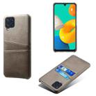 For Samsung Galaxy M32 Calf Texture PC + PU Leather Back Cover Shockproof Case with Dual Card Slots(Grey) - 1
