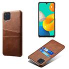 For Samsung Galaxy M32 Calf Texture PC + PU Leather Back Cover Shockproof Case with Dual Card Slots(Brown) - 1