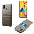 For Samsung Galaxy M30s Calf Texture PC + PU Leather Back Cover Shockproof Case with Dual Card Slots(Grey) - 1