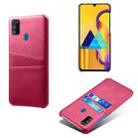 For Samsung Galaxy M30s Calf Texture PC + PU Leather Back Cover Shockproof Case with Dual Card Slots(Rose Red) - 1