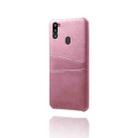 For Samsung Galaxy M21 2021 Calf Texture PC + PU Leather Back Cover Shockproof Case with Dual Card Slots(Pink) - 2
