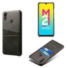 For Samsung Galaxy M21 2021 Calf Texture PC + PU Leather Back Cover Shockproof Case with Dual Card Slots(Black) - 1