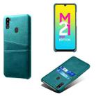 For Samsung Galaxy M21 2021 Calf Texture PC + PU Leather Back Cover Shockproof Case with Dual Card Slots(Green) - 1