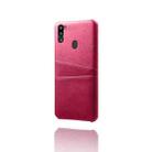 For Samsung Galaxy M21 2021 Calf Texture PC + PU Leather Back Cover Shockproof Case with Dual Card Slots(Rose Red) - 2