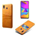 For Samsung Galaxy M10s Calf Texture PC + PU Leather Back Cover Shockproof Case with Dual Card Slots(Orange) - 1