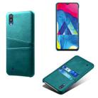 For Samsung Galaxy M10 Calf Texture PC + PU Leather Back Cover Shockproof Case with Dual Card Slots(Green) - 1