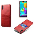 For Samsung Galaxy M01 Calf Texture PC + PU Leather Back Cover Shockproof Case with Dual Card Slots(Red) - 1