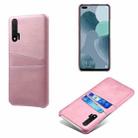 For Huawei nova 6 Calf Texture PC + PU Leather Back Cover Shockproof Case with Dual Card Slots(Pink) - 1