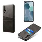 For Huawei nova 6 Calf Texture PC + PU Leather Back Cover Shockproof Case with Dual Card Slots(Black) - 1