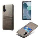 For Huawei nova 6 Calf Texture PC + PU Leather Back Cover Shockproof Case with Dual Card Slots(Grey) - 1