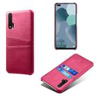 For Huawei nova 6 Calf Texture PC + PU Leather Back Cover Shockproof Case with Dual Card Slots(Rose Red) - 1