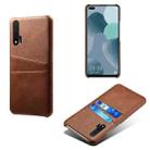 For Huawei nova 6 Calf Texture PC + PU Leather Back Cover Shockproof Case with Dual Card Slots(Brown) - 1
