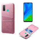 For Huawei P smart 2020 Calf Texture PC + PU Leather Back Cover Shockproof Case with Dual Card Slots(Pink) - 1