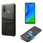 For Huawei P smart 2020 Calf Texture PC + PU Leather Back Cover Shockproof Case with Dual Card Slots(Black) - 1