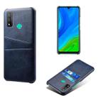 For Huawei P smart 2020 Calf Texture PC + PU Leather Back Cover Shockproof Case with Dual Card Slots(Blue) - 1