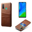 For Huawei P smart 2020 Calf Texture PC + PU Leather Back Cover Shockproof Case with Dual Card Slots(Brown) - 1