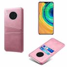 For Huawei Mate 30 Calf Texture PC + PU Leather Back Cover Shockproof Case with Dual Card Slots(Pink) - 1