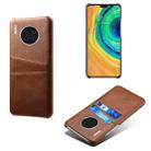 For Huawei Mate 30 Calf Texture PC + PU Leather Back Cover Shockproof Case with Dual Card Slots(Brown) - 1