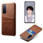 For Huawei nova 7 5G Calf Texture PC + PU Leather Back Cover Shockproof Case with Dual Card Slots(Brown) - 1