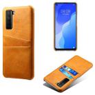 For Huawei nova 7 SE Calf Texture PC + PU Leather Back Cover Shockproof Case with Dual Card Slots(Orange) - 1