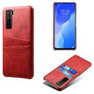 For Huawei nova 7 SE Calf Texture PC + PU Leather Back Cover Shockproof Case with Dual Card Slots(Red) - 1