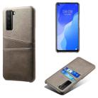 For Huawei nova 7 SE Calf Texture PC + PU Leather Back Cover Shockproof Case with Dual Card Slots(Grey) - 1