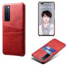 For Huawei nova 7 Pro Calf Texture PC + PU Leather Back Cover Shockproof Case with Dual Card Slots(Red) - 1