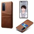 For Huawei nova 7 Pro Calf Texture PC + PU Leather Back Cover Shockproof Case with Dual Card Slots(Brown) - 1