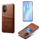 For Huawei nova 8 5G Calf Texture PC + PU Leather Back Cover Shockproof Case with Dual Card Slots(Brown) - 1