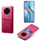 For Huawei nova 8i Calf Texture PC + PU Leather Back Cover Shockproof Case with Dual Card Slots(Rose Red) - 1