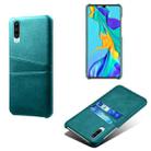 For Huawei P30 Calf Texture PC + PU Leather Back Cover Shockproof Case with Dual Card Slots(Green) - 1