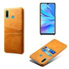 For Huawei P30 Lite Calf Texture PC + PU Leather Back Cover Shockproof Case with Dual Card Slots(Orange) - 1