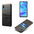 For Huawei P30 Lite Calf Texture PC + PU Leather Back Cover Shockproof Case with Dual Card Slots(Black) - 1