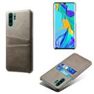 For Huawei P30 Pro Calf Texture PC + PU Leather Back Cover Shockproof Case with Dual Card Slots(Grey) - 1