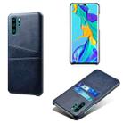 For Huawei P30 Pro Calf Texture PC + PU Leather Back Cover Shockproof Case with Dual Card Slots(Blue) - 1