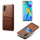For Huawei P30 Pro Calf Texture PC + PU Leather Back Cover Shockproof Case with Dual Card Slots(Brown) - 1