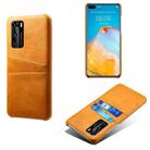 For Huawei P40 Calf Texture PC + PU Leather Back Cover Shockproof Case with Dual Card Slots(Orange) - 1