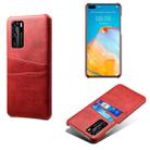 For Huawei P40 Calf Texture PC + PU Leather Back Cover Shockproof Case with Dual Card Slots(Red) - 1