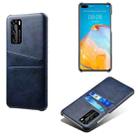 For Huawei P40 Calf Texture PC + PU Leather Back Cover Shockproof Case with Dual Card Slots(Blue) - 1