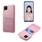 For Huawei P40 Lite Calf Texture PC + PU Leather Back Cover Shockproof Case with Dual Card Slots(Pink) - 1