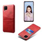 For Huawei P40 Lite Calf Texture PC + PU Leather Back Cover Shockproof Case with Dual Card Slots(Red) - 1