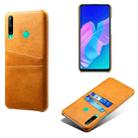 For Huawei P40 lite E Calf Texture PC + PU Leather Back Cover Shockproof Case with Dual Card Slots(Orange) - 1