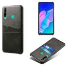 For Huawei P40 lite E Calf Texture PC + PU Leather Back Cover Shockproof Case with Dual Card Slots(Black) - 1