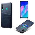 For Huawei P40 lite E Calf Texture PC + PU Leather Back Cover Shockproof Case with Dual Card Slots(Blue) - 1