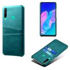 For Huawei P40 lite E Calf Texture PC + PU Leather Back Cover Shockproof Case with Dual Card Slots(Green) - 1